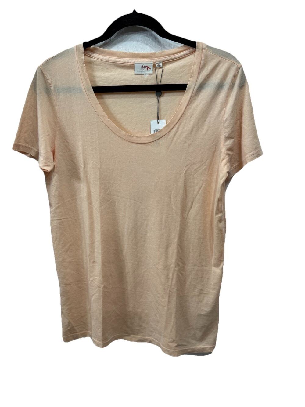 NWT AG Adriano Goldschmied Supima Cotton Scoop Neck Tee Peach Top Sz Small